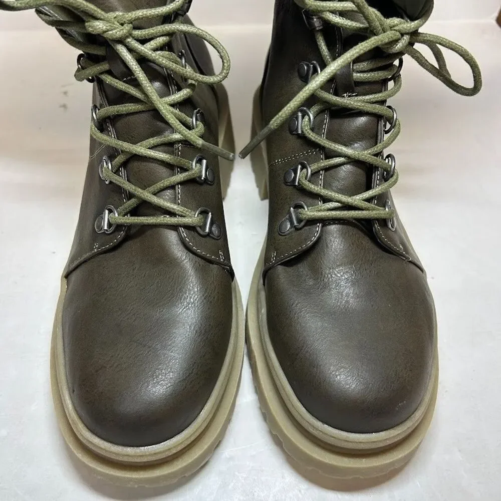 Journee Collection Womens 9.5 M Olive Green Irrah Combat Boots DISPLAY QH2